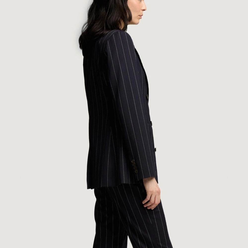 Argent Navy Pinstripe Chelsea Blazer in Stretch Wool - Picture 5 of 8